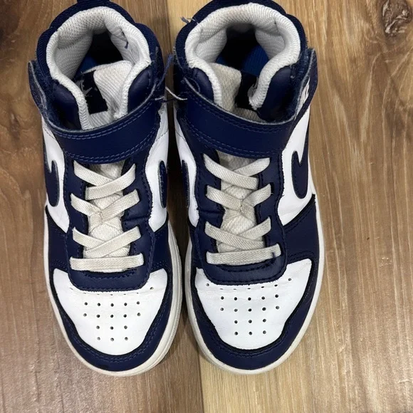 Nike Kids Navy and White High-Top Sneakers - Picture 2 of 3